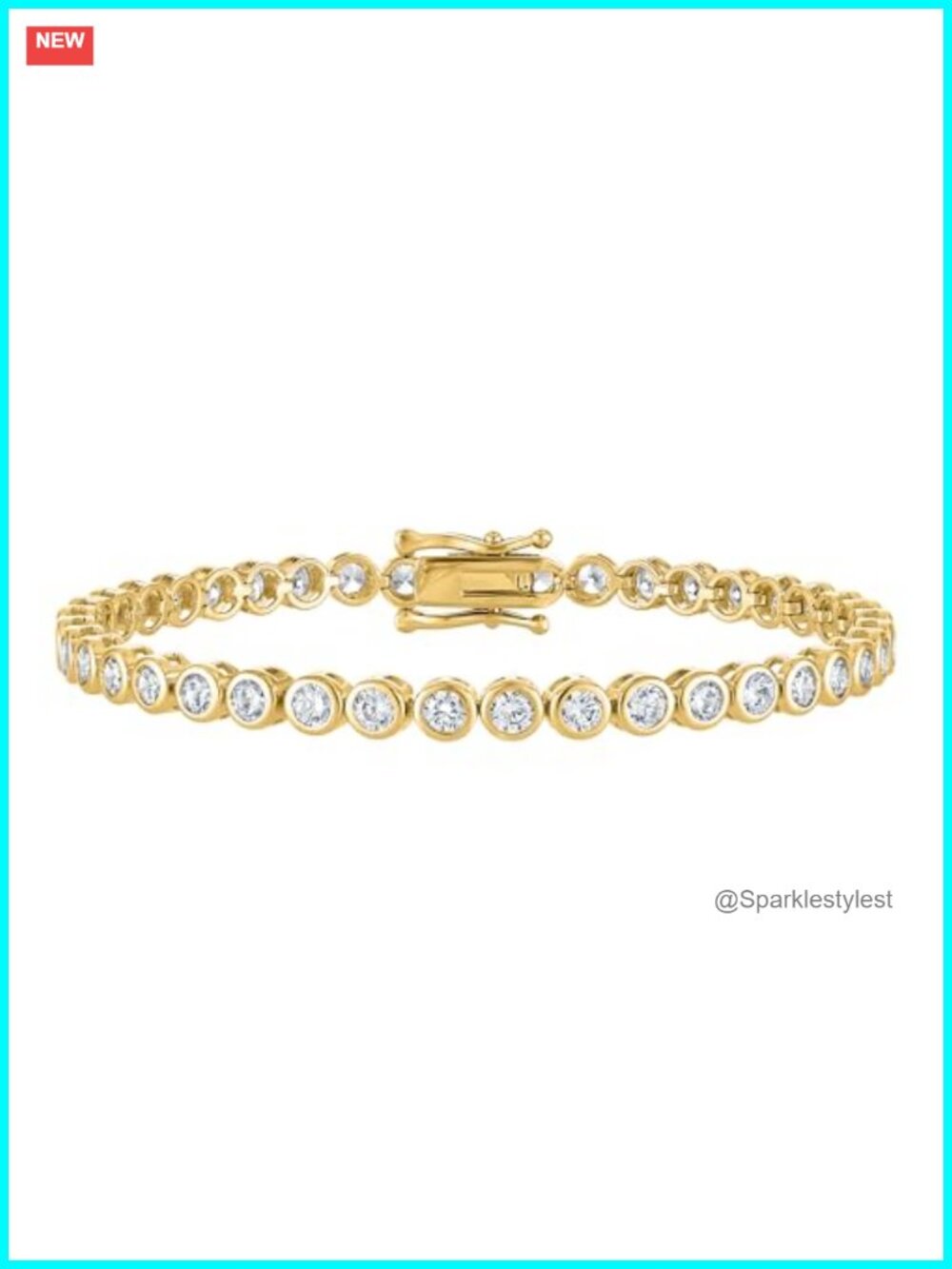 3mm Bezel Set CZ Tennis Bracelet Gold Plated